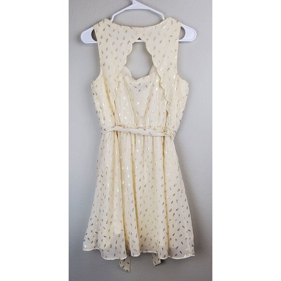 By & By Women's Medium Cream & Gold Dress Cutout Back Removable Waist Tie - Picture 7 of 10